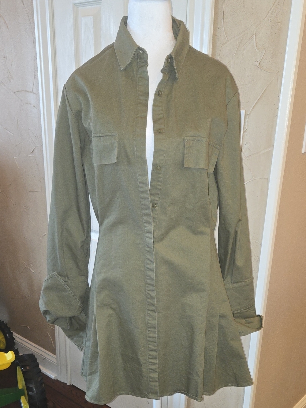 Fashion Nova Olive Utility Shirt Jacket